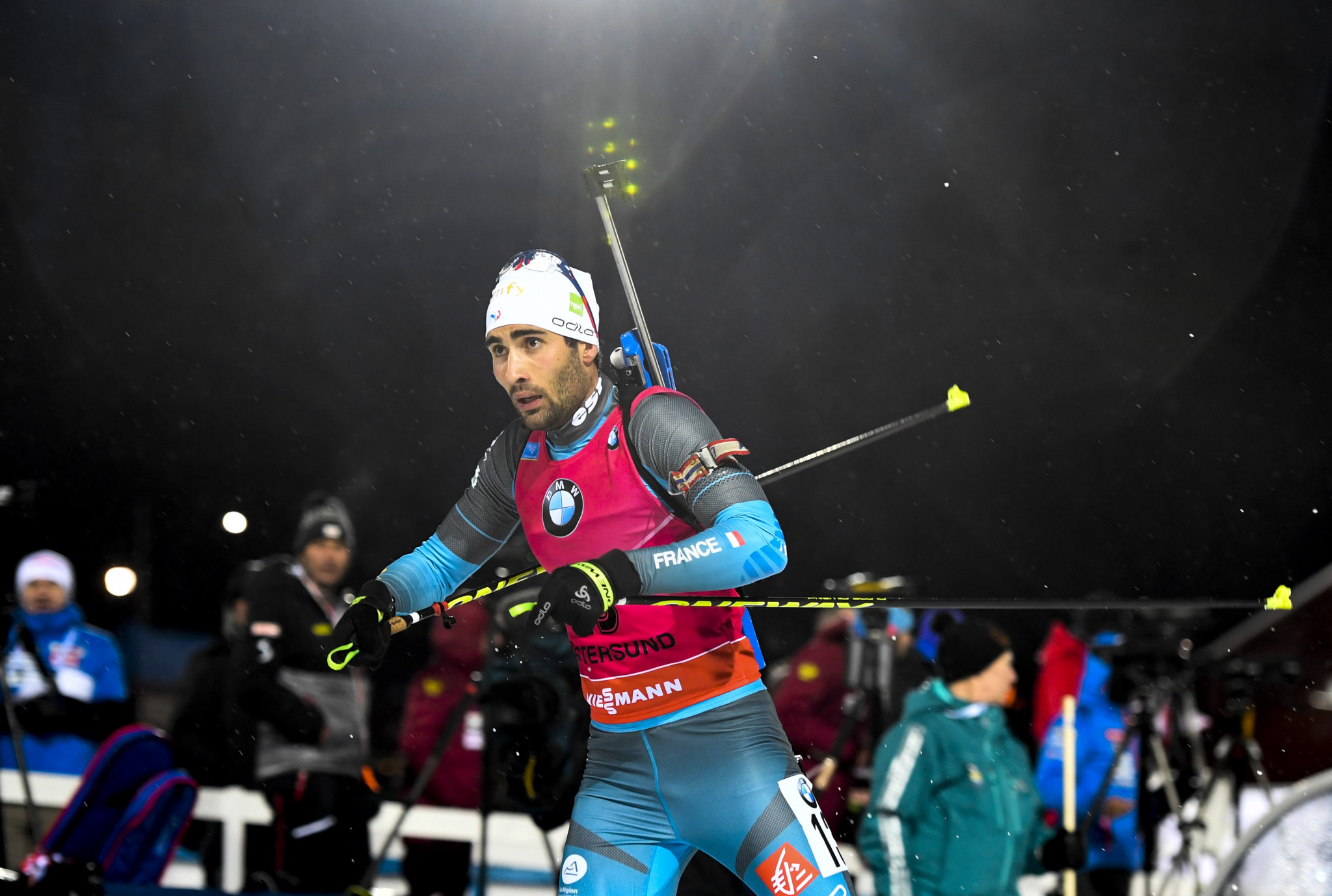 Frenchman Martin Fourcade fell narrowly short as he was 0.7 seconds behind the victorious Norwegian ©Getty Images