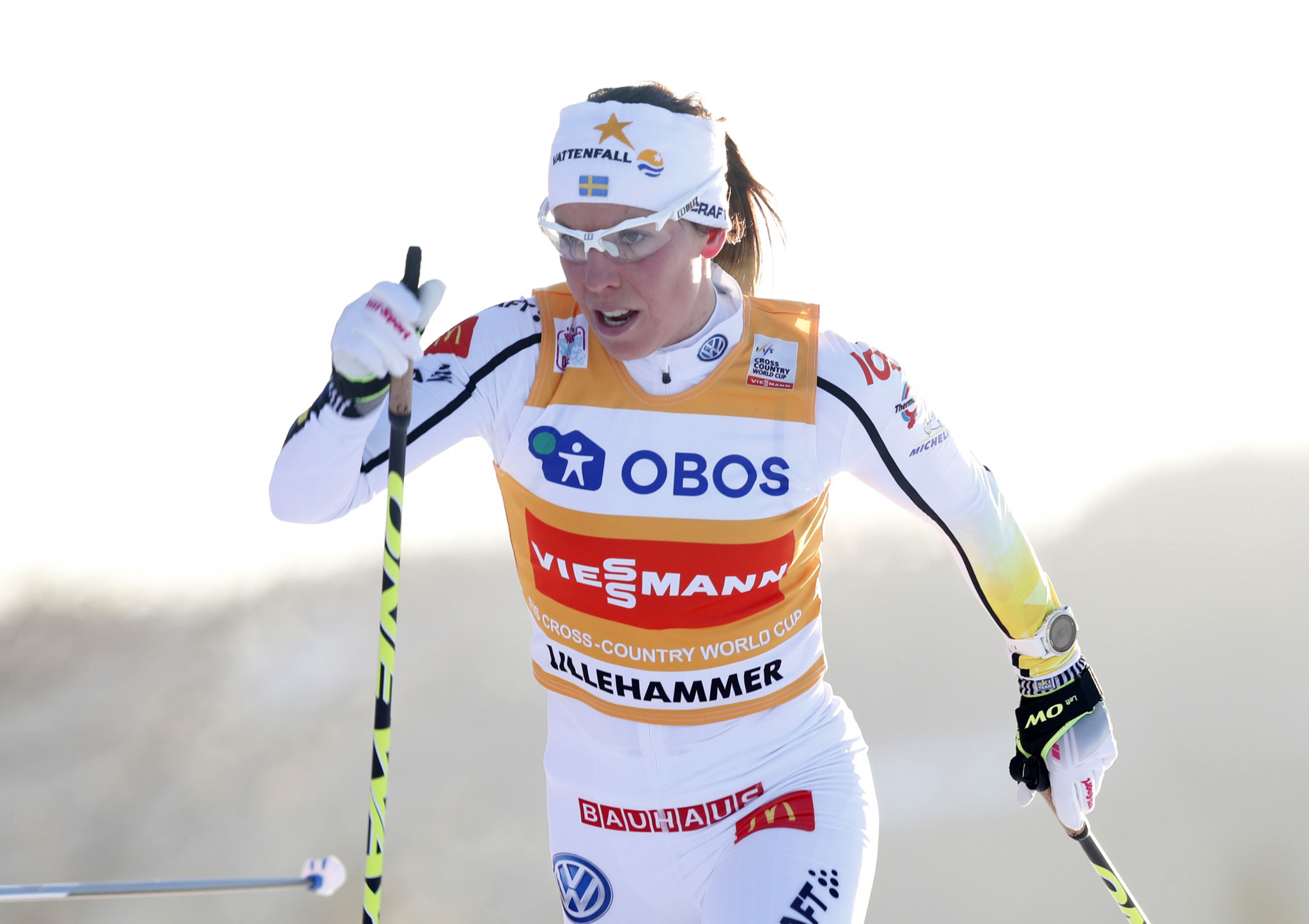 Sweden's Charlotte Kalla triumphed in the women's race as she claimed her maiden World Cup skiathlon success ©Getty Images