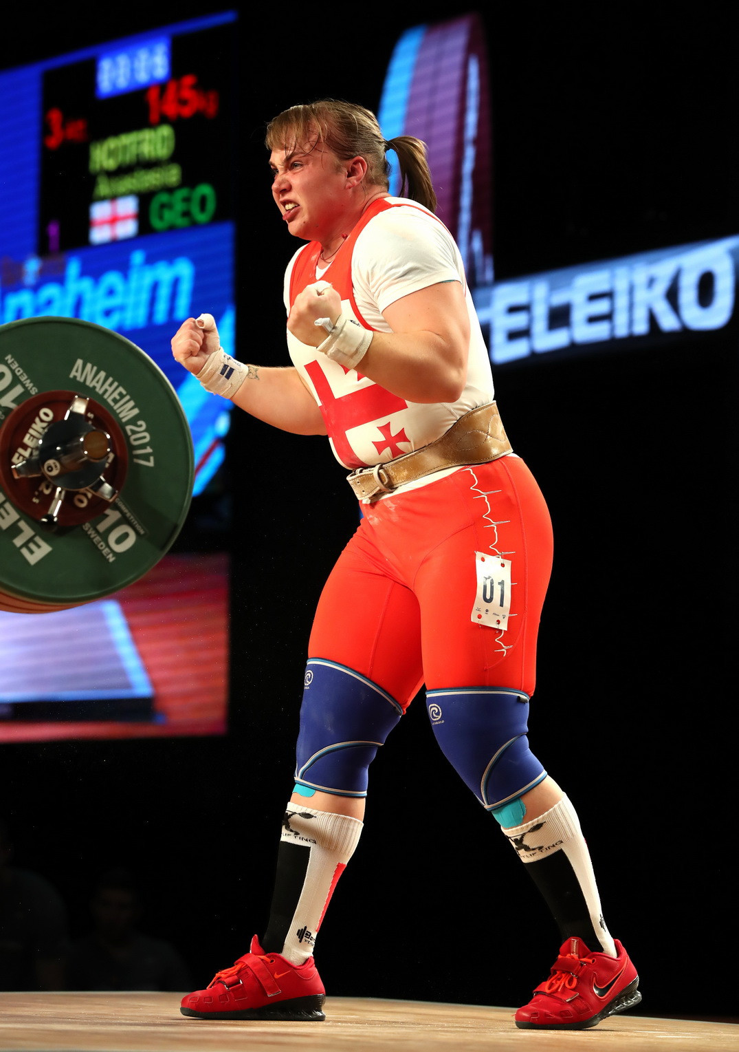 Anastasiia Hotfrid became Georgia’s first female medallist at the IWF World Championships on her way to winning the 90kg category ©IWF