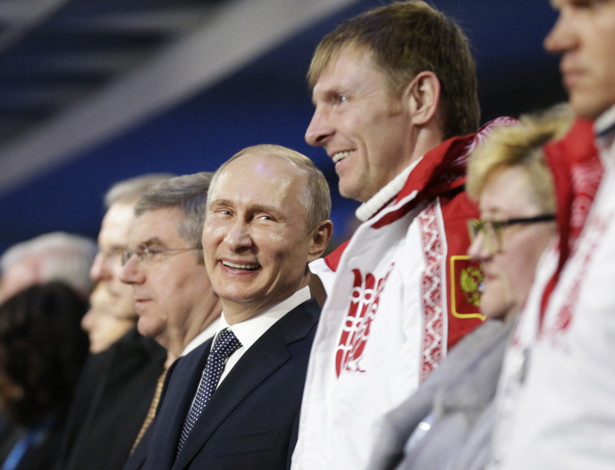 Alexander Zubkov, pictured talking to Russian President Vladimir Putin during the Closing Ceremony of Sochi 2014, is among those thought to have filed appeals today ©Getty Images