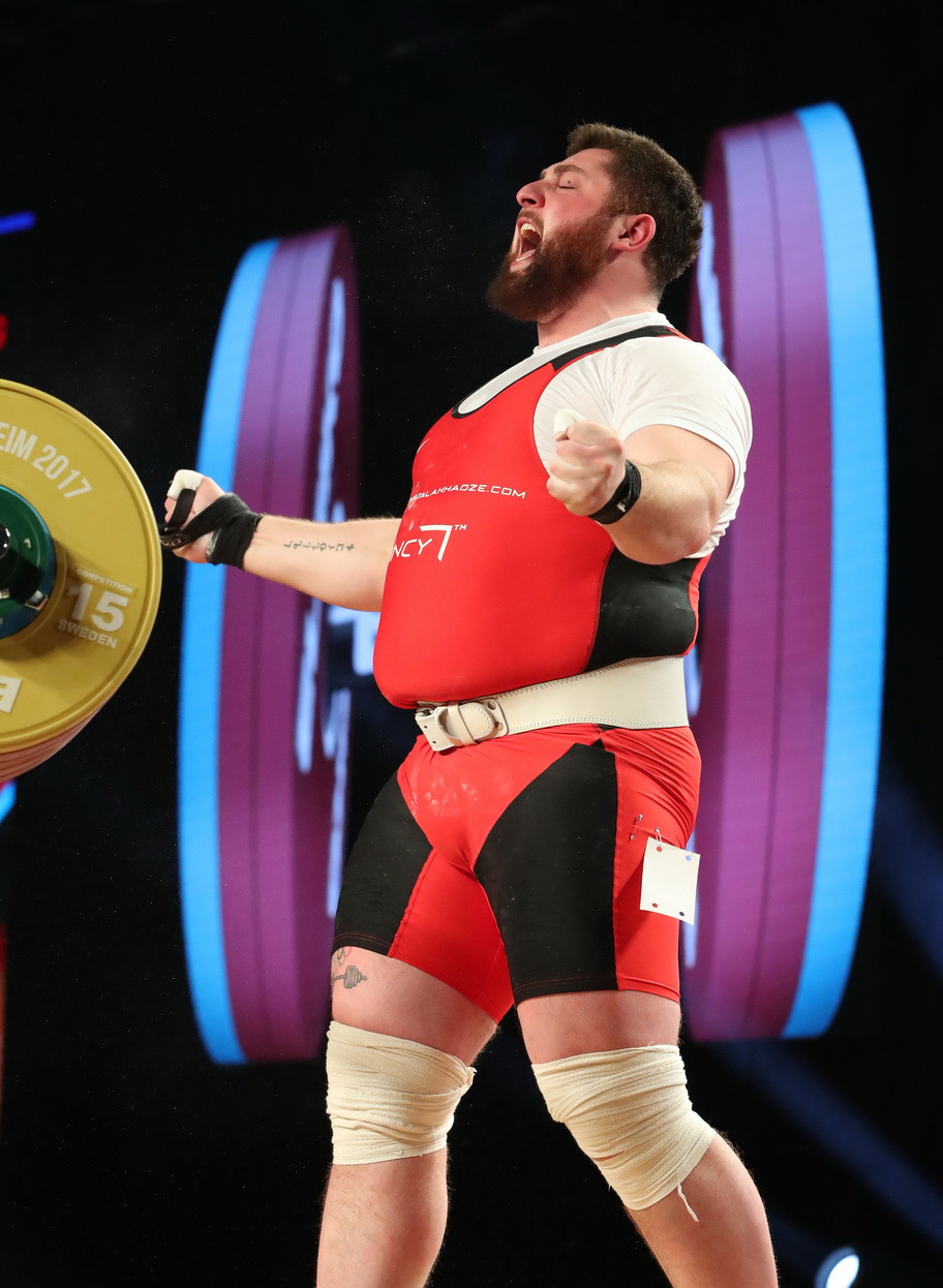 The 24-year-old Georgian won the snatch title with 220kg and the overall crown with 477kg ©IWF