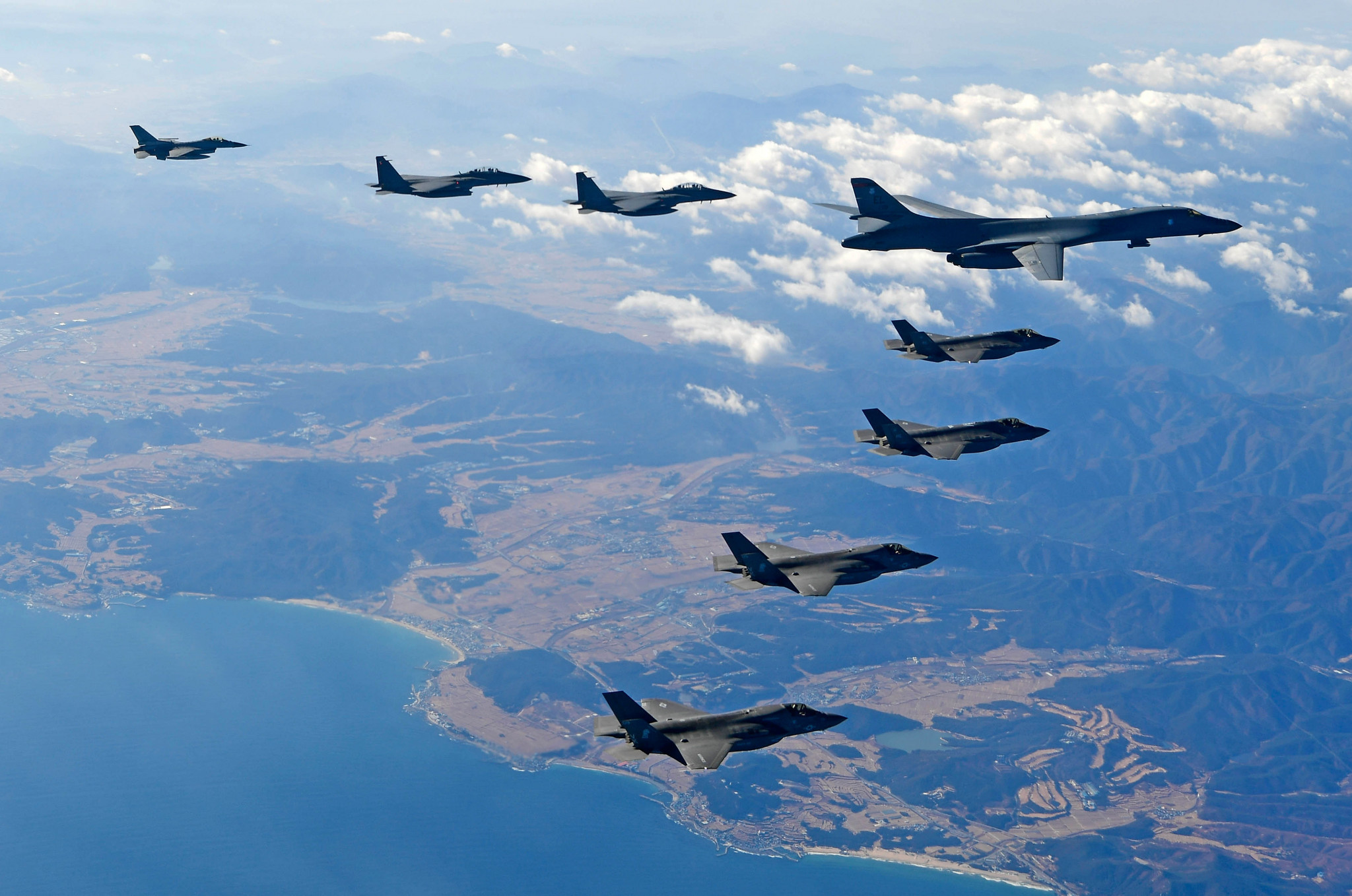 South Korean and US jets pictured flying over the Korean Peninsular this week ©Getty Images