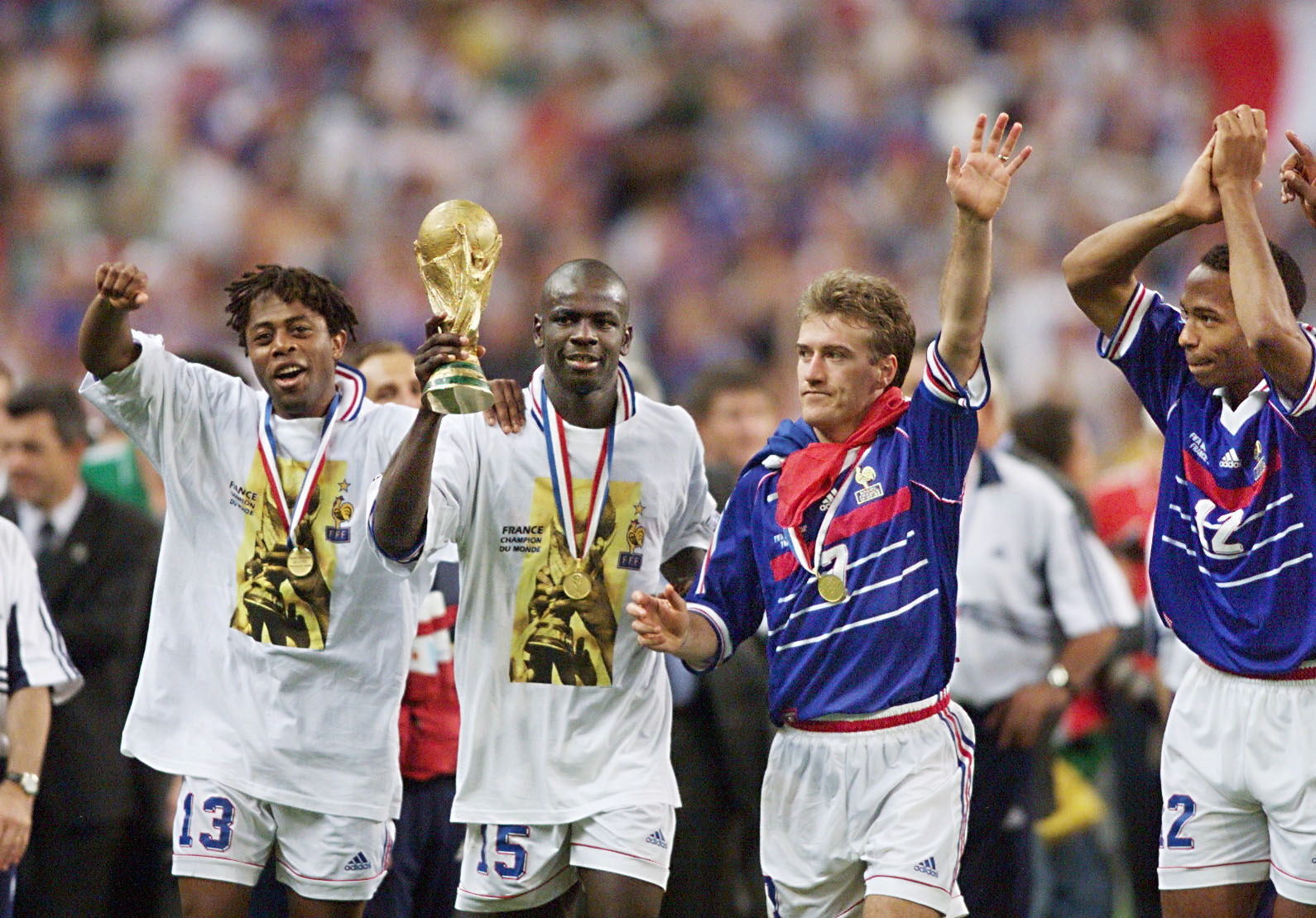 Lilian Thuram, second left, was a World Cup winner with France in 1998 ©Getty Images