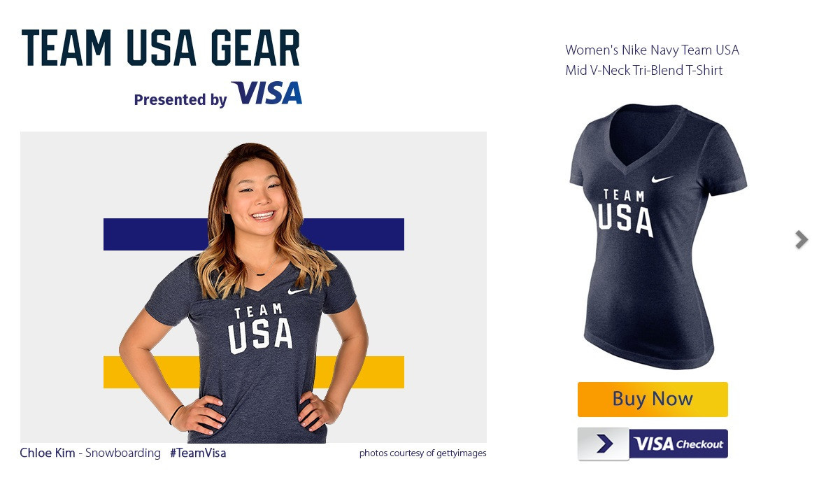 Team USA uniforms can be bought on the NBC Olympics website as part of the partnership with Visa ©Visa