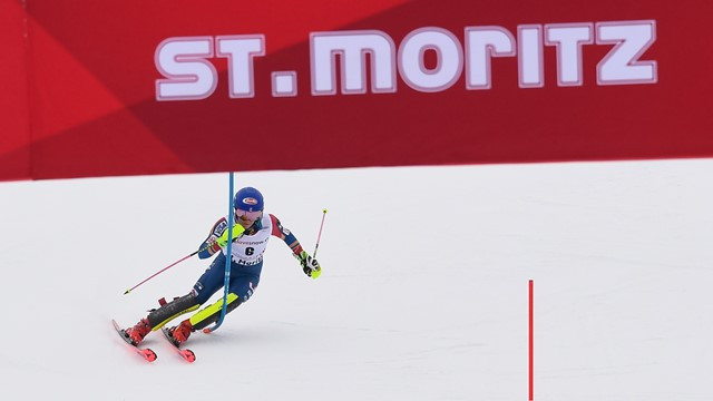Mikaela Shiffrin was fastest in the slalom event before the Alpine combined competition was cancelled ©FIS