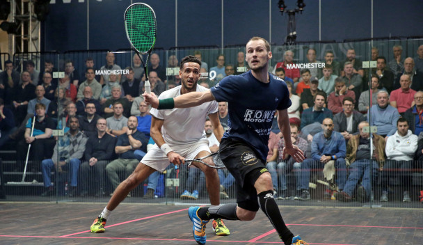 Tournament favourite Gregory Gaultier beat England's Declan James in straight games ©AJ Bell PSA World Championships