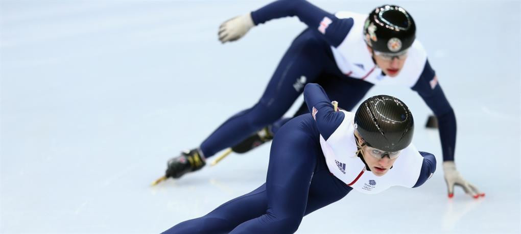 Elise Christie and Charlotte Gilmartin both return from the British team that competed at the Sochi 2014 Olympic Games ©Team GB