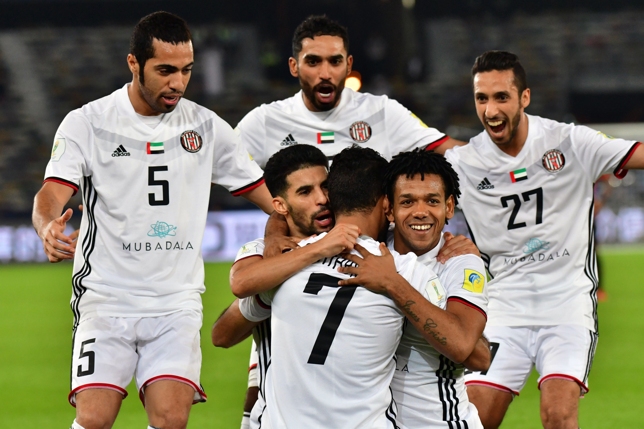 Al-Jazira celebrate after taking a shock lead against Real Madrid ©Getty Images