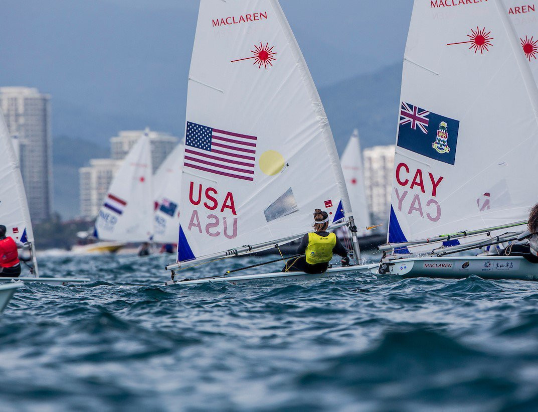 Charlotte Rose holds a narrow lead in the laser radial category ©World Sailing/Twitter