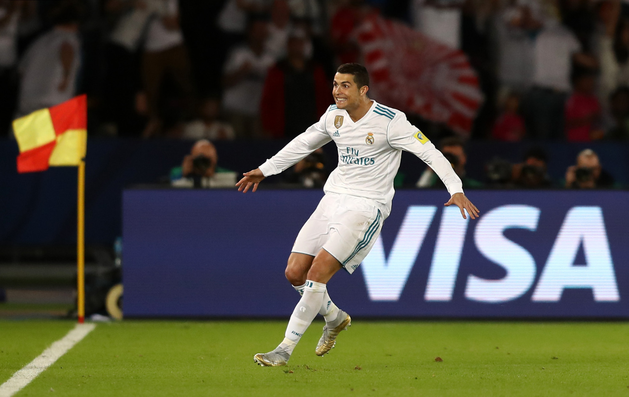 Cristiano Ronaldo celebrates after scoring the winning goal for Real Madrid in the FIFA Club World Cup final ©Getty Images