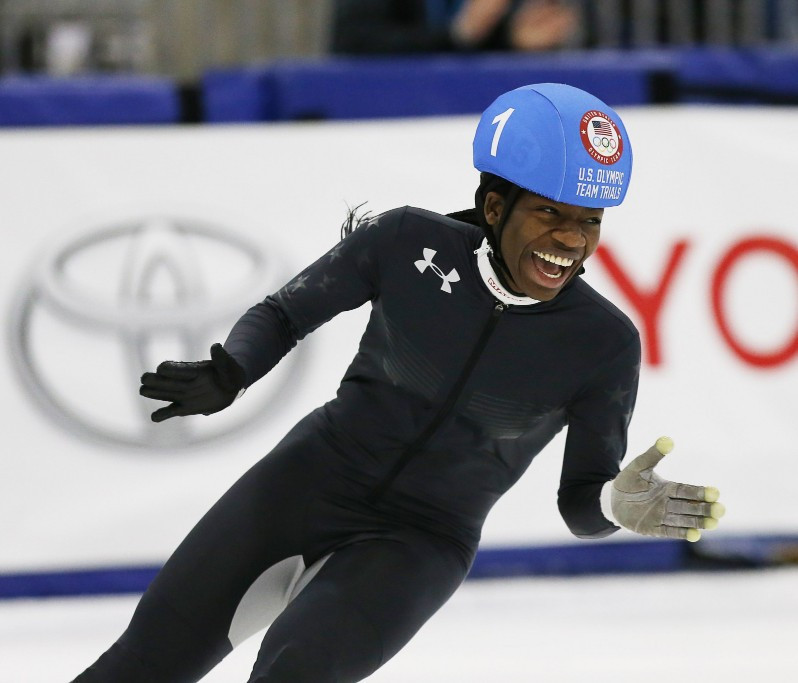 Maame Biney qualified for Pyeongchang 2018 following a sublime performance in Utah ©US Speed Skating