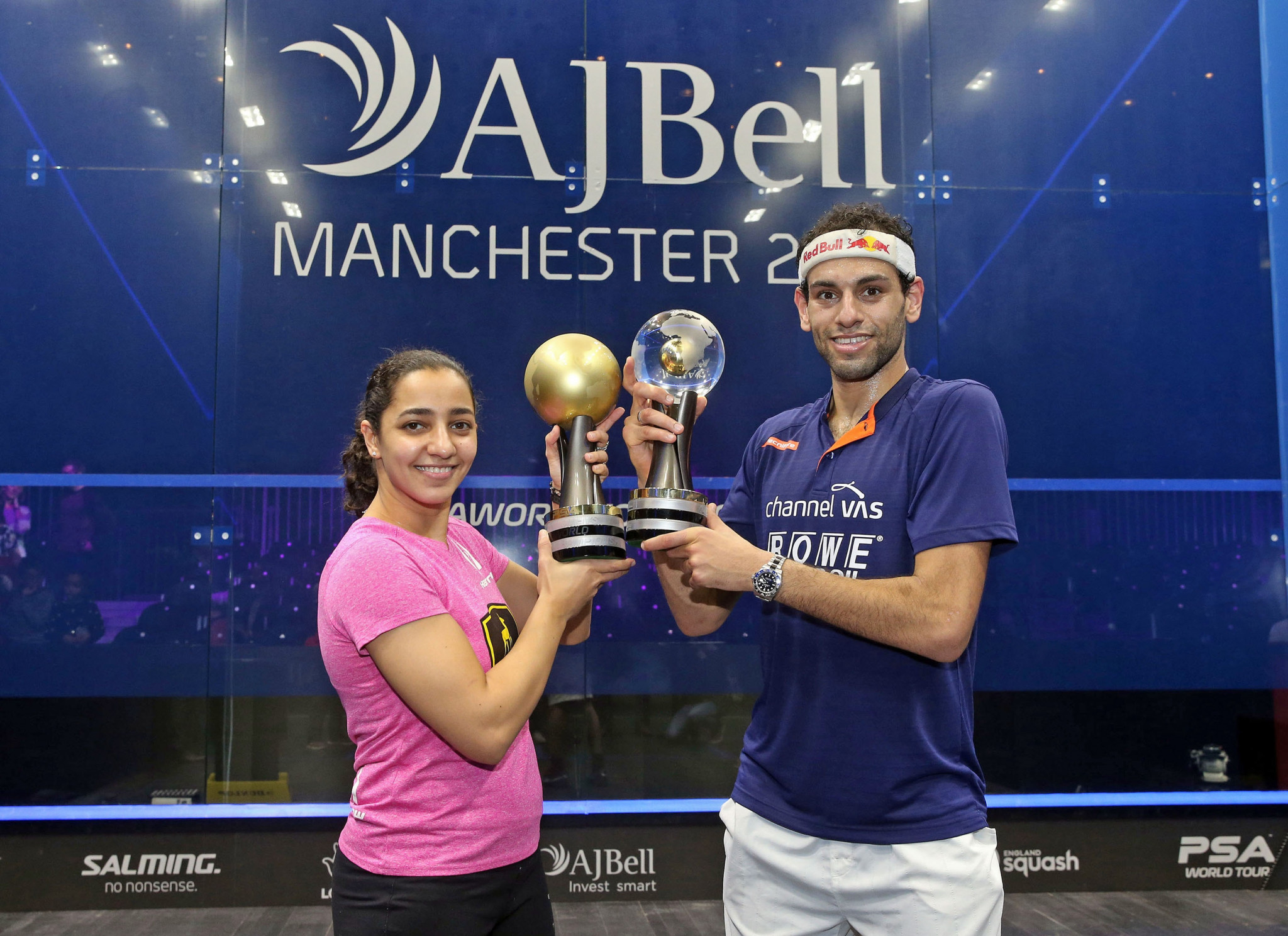 Egyptians Mohamed Elshorbagy and Raneem El Welily have today been crowned first-time winners of the PSA World Championships ©PSA