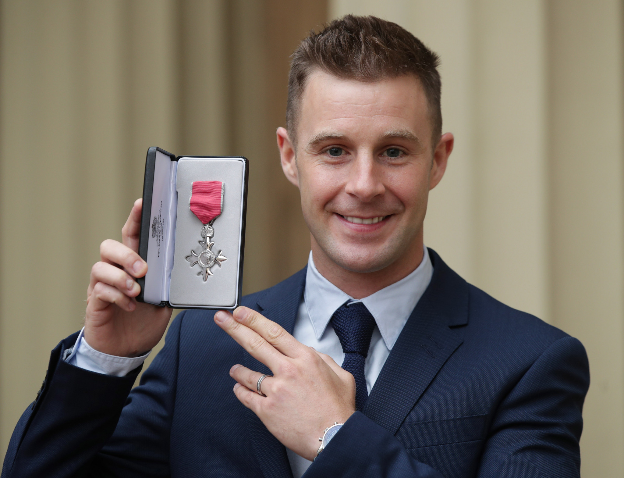 Superbike world champion Jonathan Rea. Who? Rea came a surprise second in the BBC poll and it wasn't his only success this year as he poses after being presented with an MBE by the Duke of Cambridge at Buckingham Palace last month ©Getty Images
