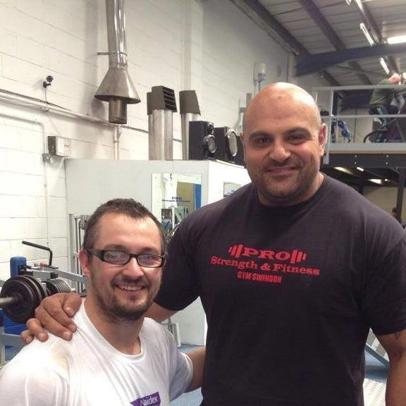 Gary Clarke, left, the organiser of the UK's first disabled strongman event, with two times winner of Britain's Strongest Man Laurence Shahlaei