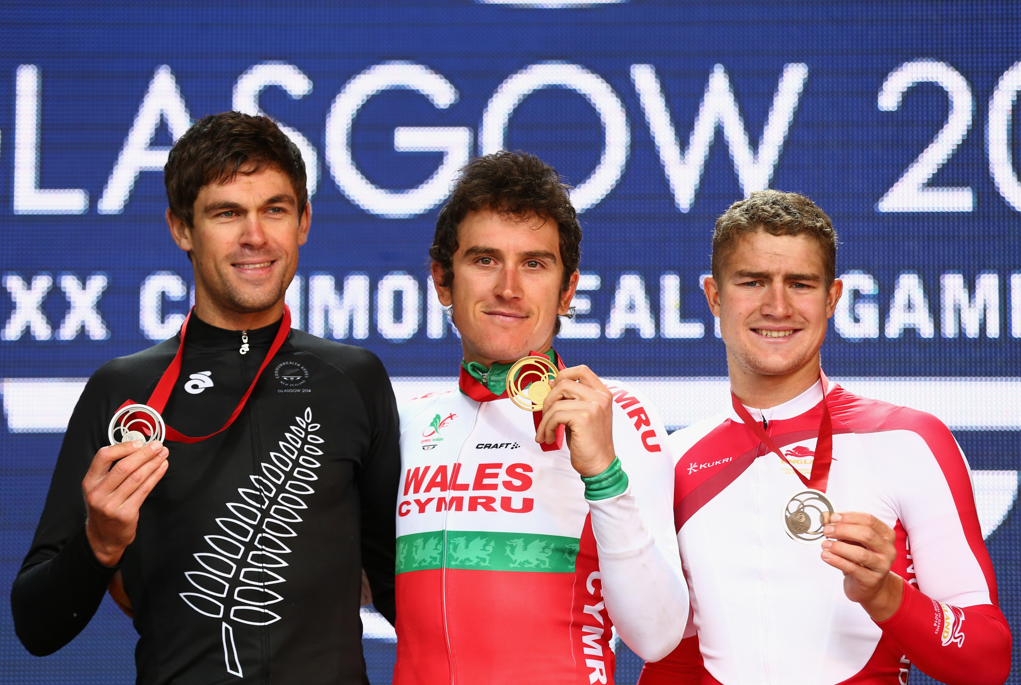 Jack Thomas, centre, won a gold medal at the 2014 Commonwealth Games in Glasgow ©Getty Images