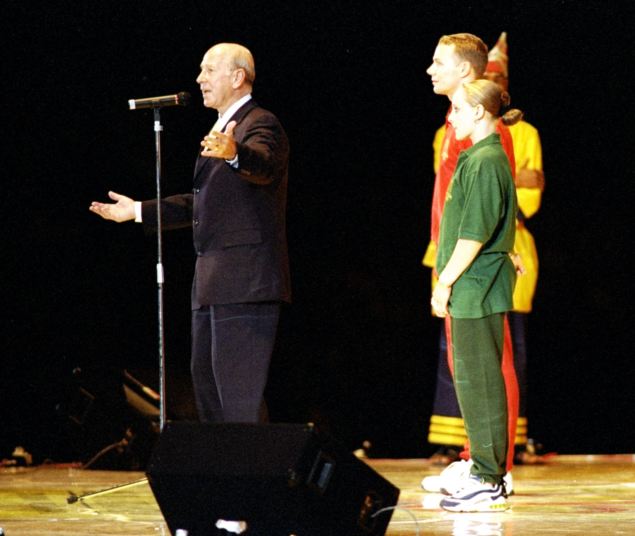 Manchester United legend Sir Bobby Charlton was involved in the Closing Ceremony of the 1998 Commonwealth Games in Kuala Lumpur, which included a video link-up to the city in England ©Getty Images