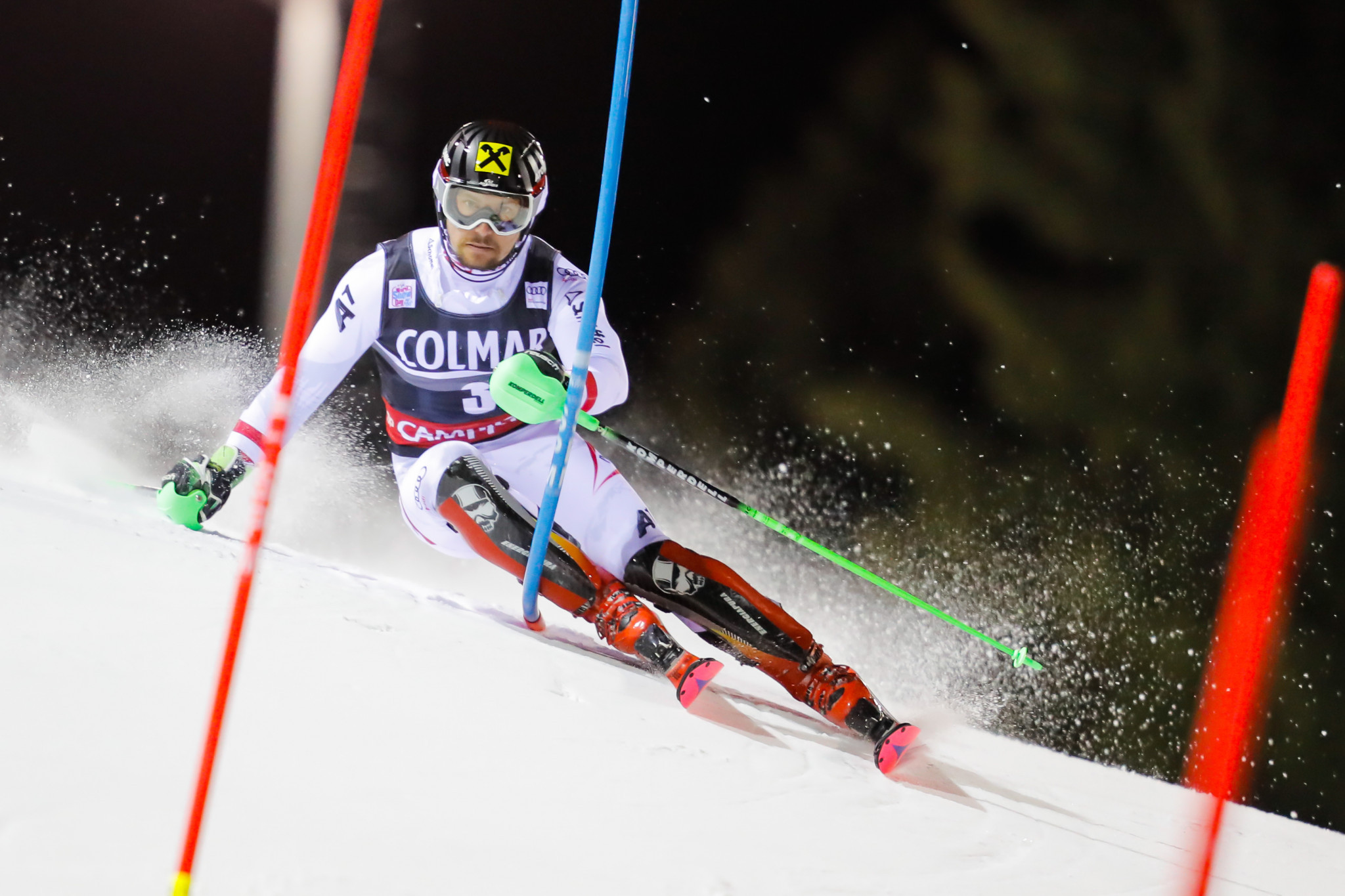 Austria's Marcel Hirscher claimed his fourth victory of the season ©Getty Images