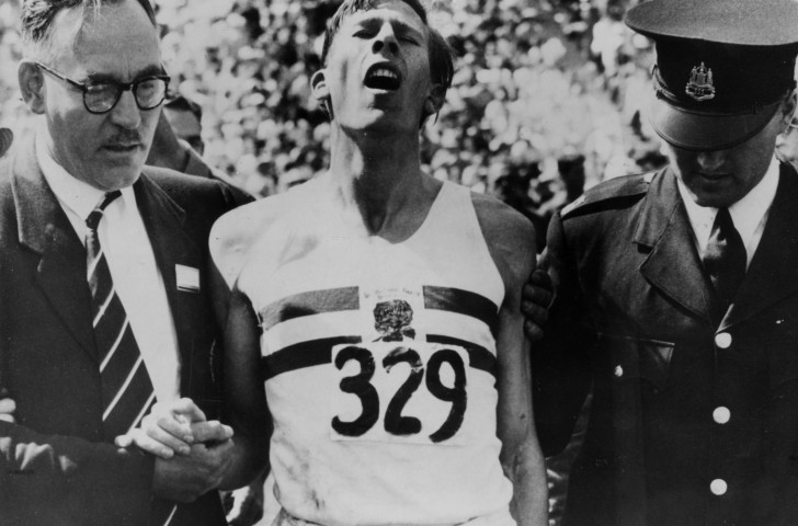 England's Roger Bannister, barely conscious after beating Australia's John Landy in the mile at the 1954 Vancouver Empire Games - one of sport's enduring moments ©Getty Images