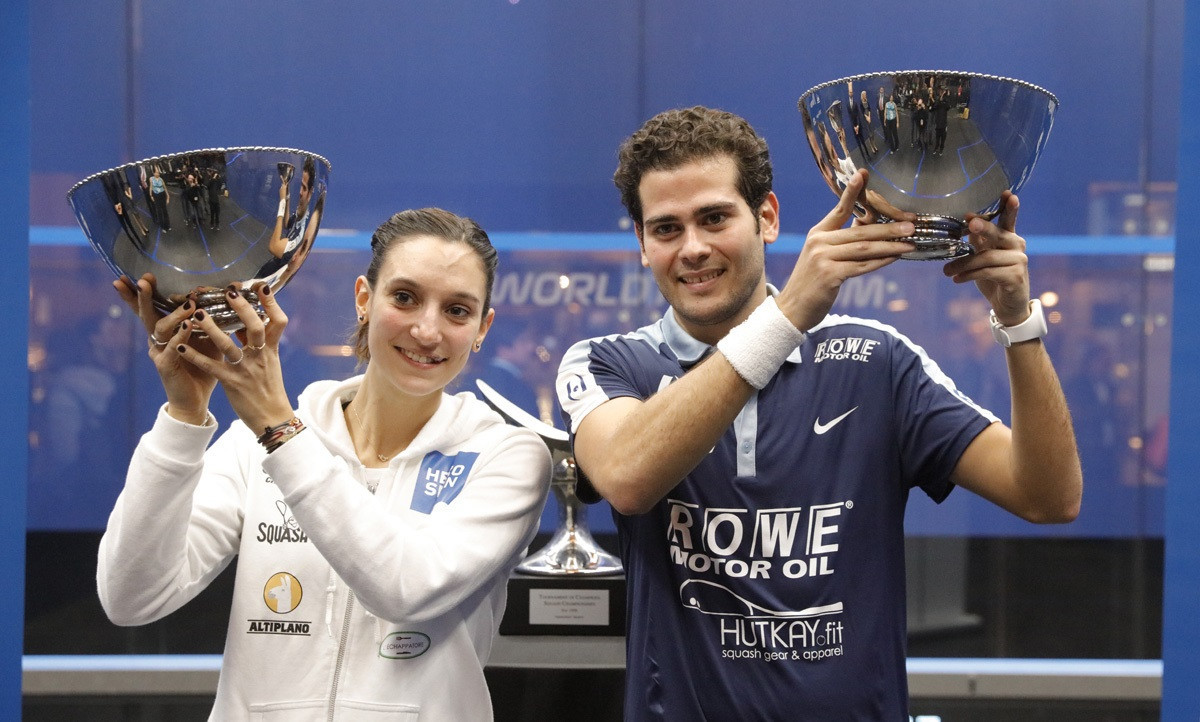 Egypt's Karim Abdel Gawad and France's Camille Serme won the respective men's and women's Tournament of Champions titles at Grand Central Terminal in New York City this year ©PSA