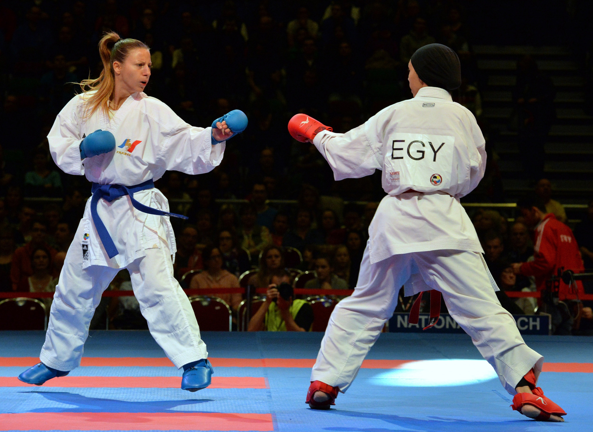 Alexandra Recchia, left, will represent hosts France at the first Karate 1-Premier League event of the 2018 season ©Getty Images