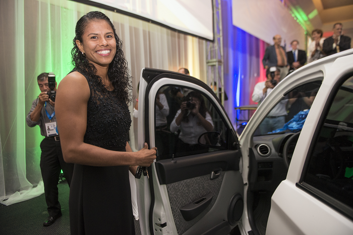 Sayra Laguna was given a car as part of her Best Athlete of the Year award ©FIAS