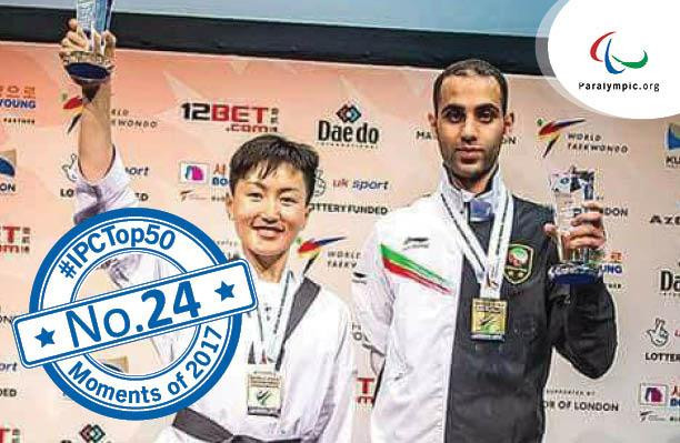 ​Enkhtuya Khurelbaatar, left, was recognised by the IPC for her world taekwondo title ©IPC