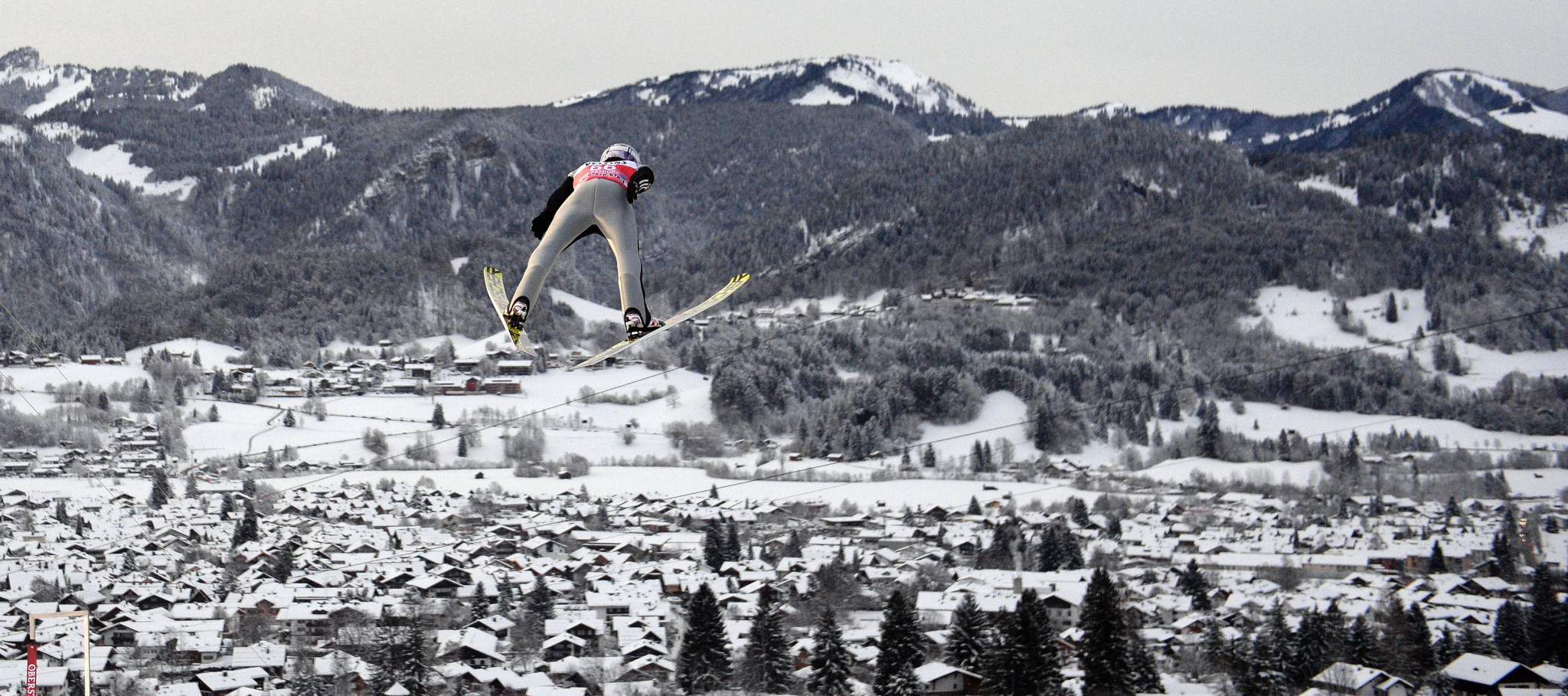 German Skispringer Andreas Wellinger soars through the air during in Oberstdorf, southern Germany, during the Four-Hills Ski Jumping tournament ©Getty Images