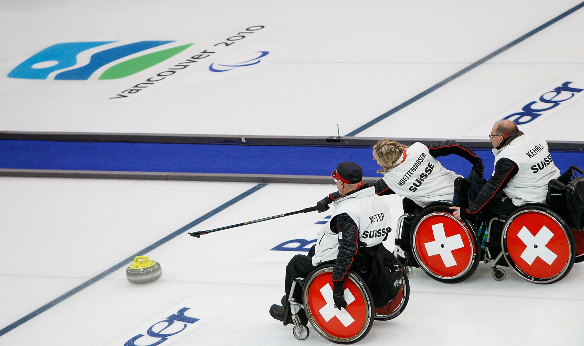 The Swiss wheelchair curling team appeared at the Vancouver 2010 Paralympics ©Getty Images