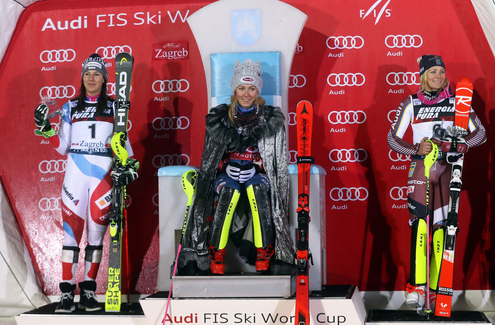 Mikaela Shiffrin won the Snow Queen Trophy in Zagreb to clinch her seventh gold of the season ©Getty Images