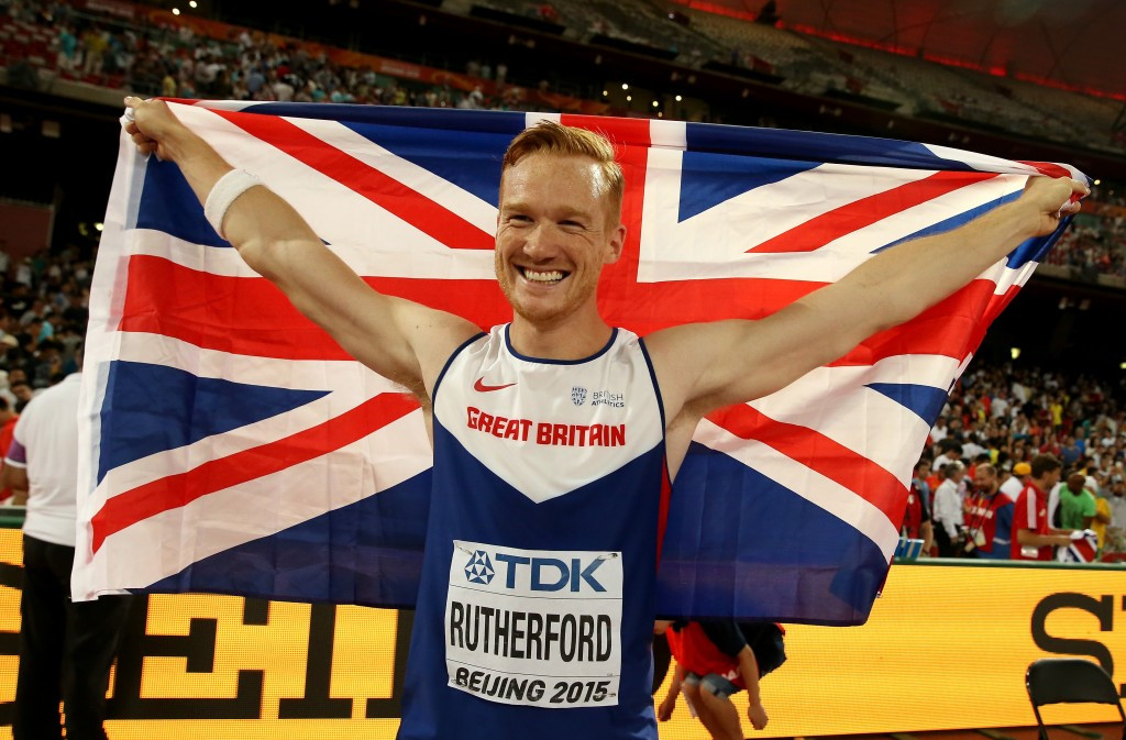 Greg Rutherford completes his medal set in Beijing - and even has a Union flag behnd him, if not on his chest ©Getty Images