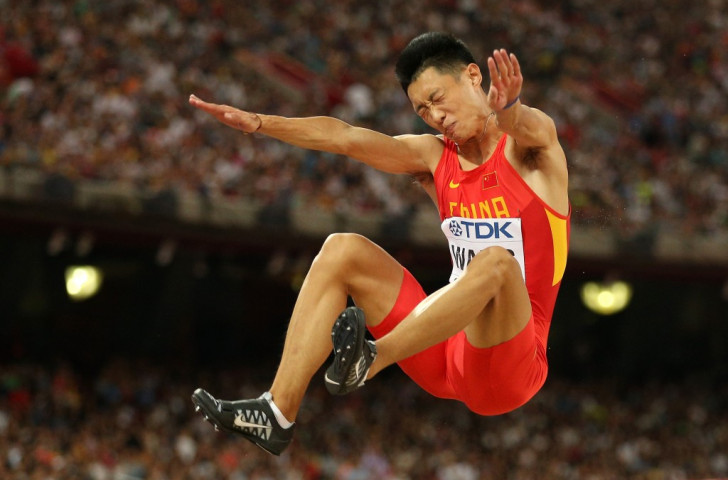 China's Jianan Wang secures a historic medal for his country in the long jump final ©Getty Images