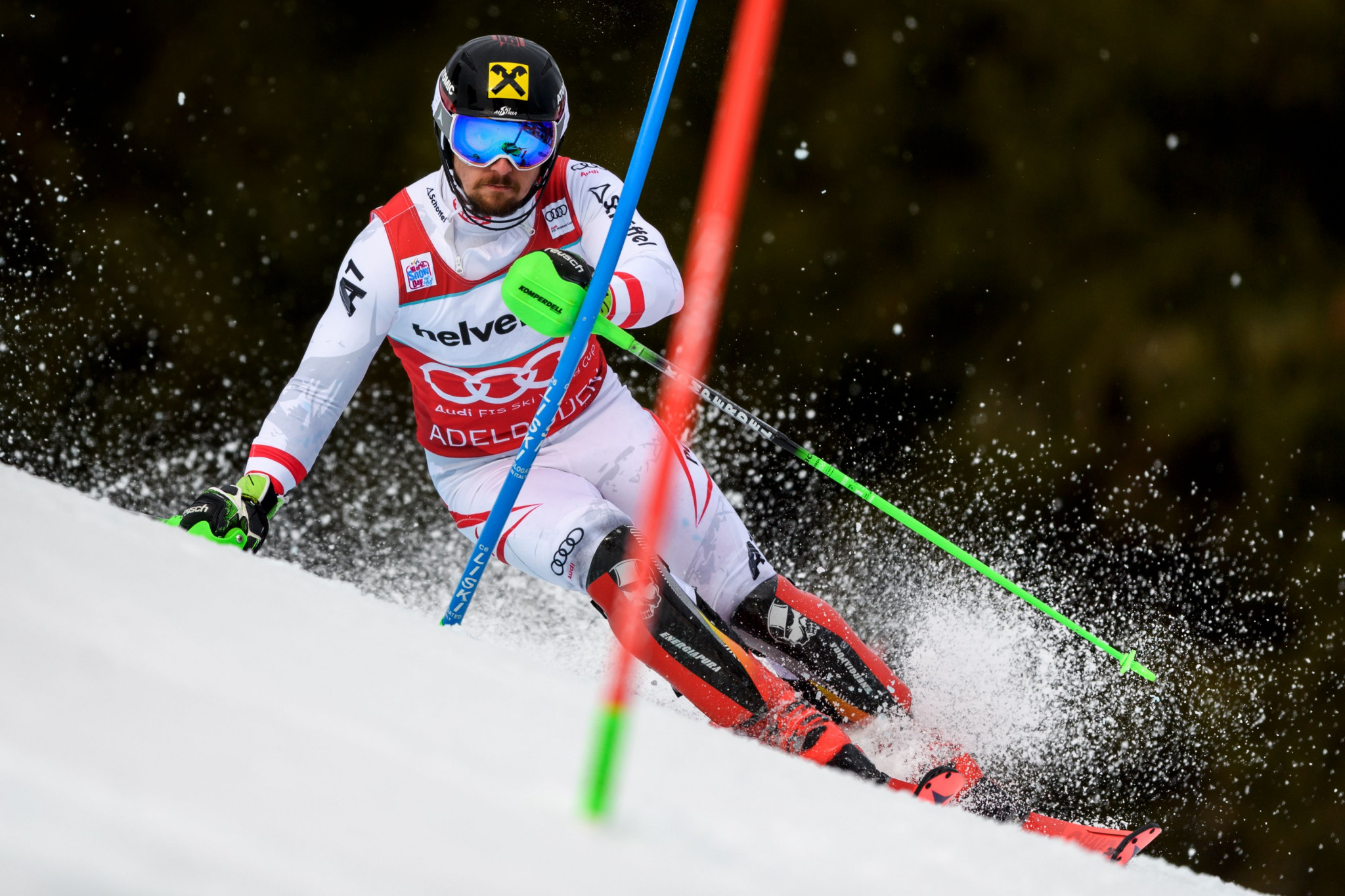 Marcel Hirscher won the men's slalom event at the World Cup leg ©Getty Images