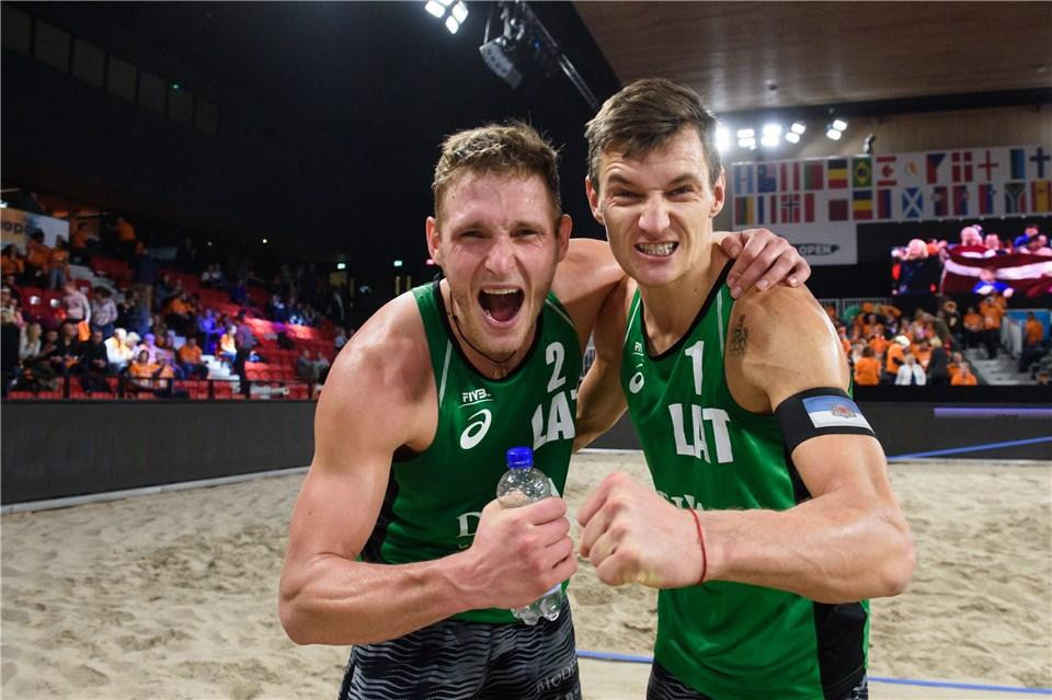 Martins Plavins and Edgars Tocs won the men's competition ©FIVB