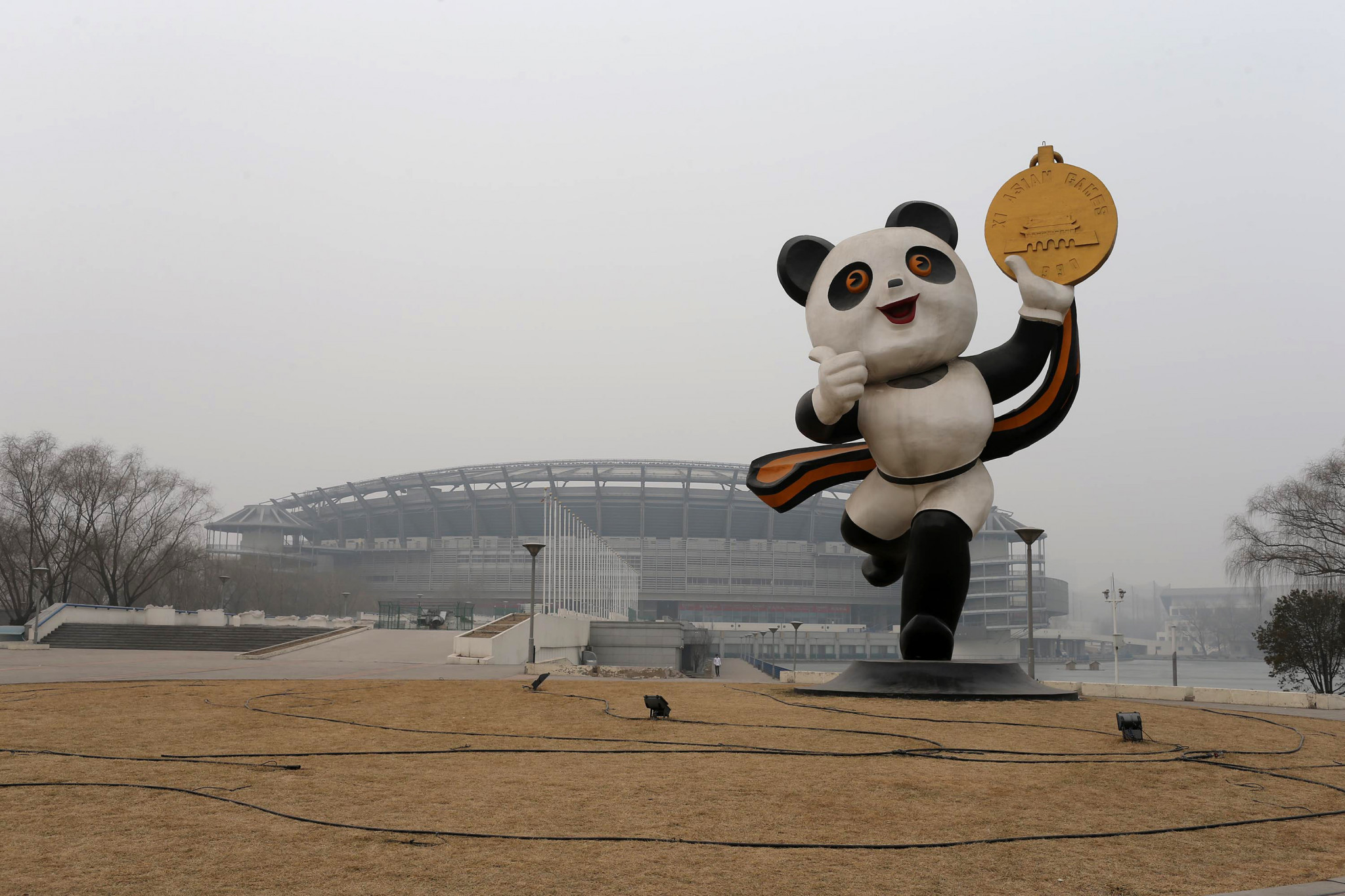 This picture, taken in 2014, shows a statue of the mascot of the 1990 Asian Games, PanPan the Panda, in Beijing ©Getty Images