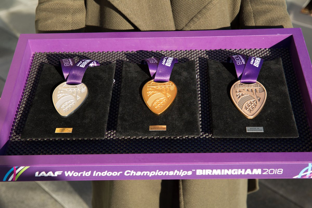 The medals for this year's International Association of Athletics Federations World Indoor Championships in Birmingham have been unveiled ©IAAF