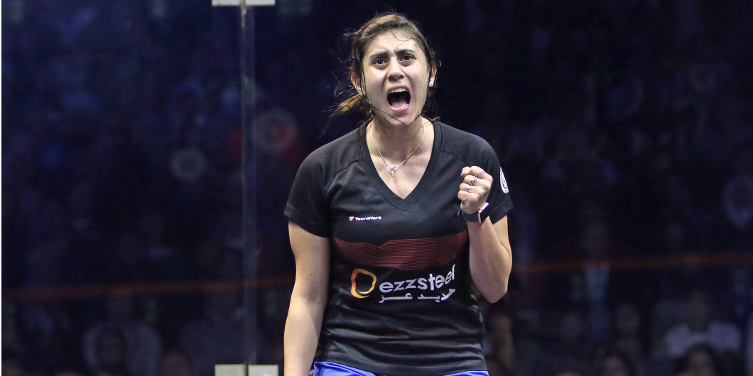 World number one Nour El Sherbini, pictured, will face world champion Raneem El Welily in an all-Egyptian final at the PSA Saudi Women's Masters ©PSA