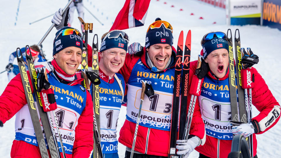Norway took the men's 4x7.5 kilometres relay honours in Ruhpolding ©IBU