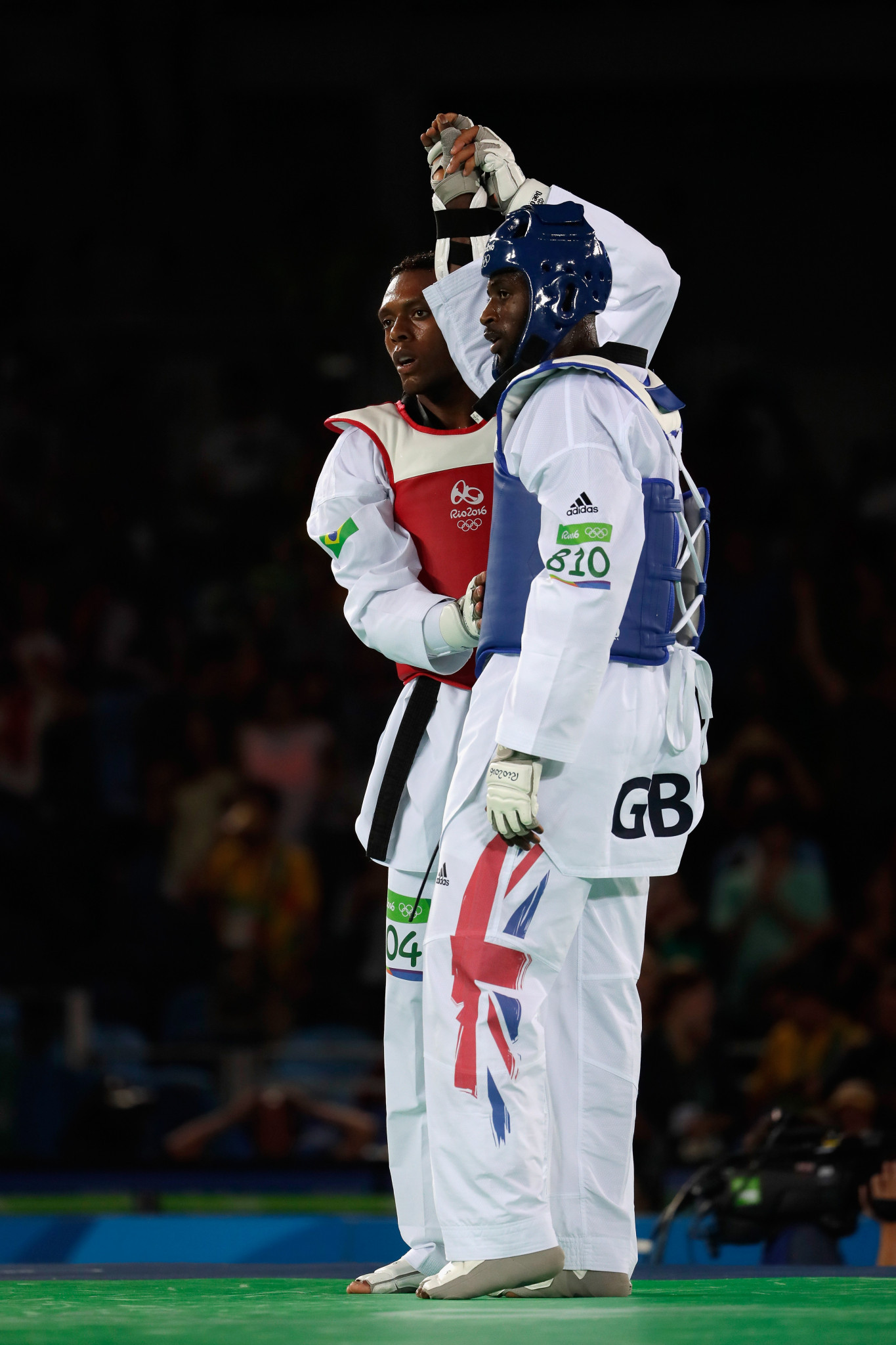 Mahama Cho, of Great Britain, seen here being consoled by Maicon Siqueira of Brazil after the Men's +80kg Bronze Medal contest in the Rio 2016 Olympic Games ©Getty Images