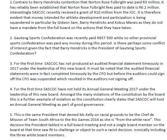 A letter from the three sacked officials includes allegations of conflicts of interest and racism ©ITG