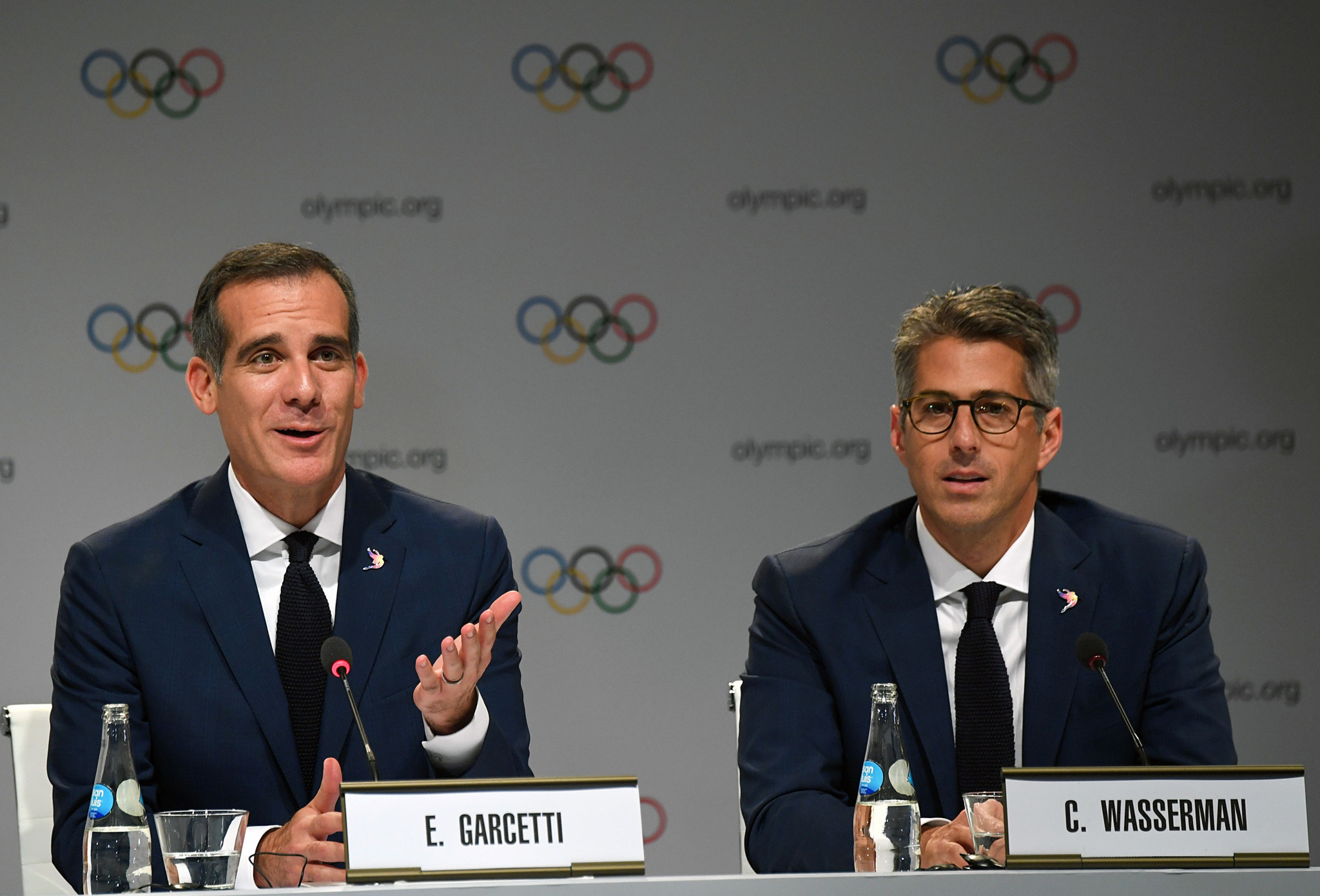 Casey Wasserman helped secure Los Angeles the 2028 Olympic Games alongside the city's Mayor Eric Garcetti ©Getty Images