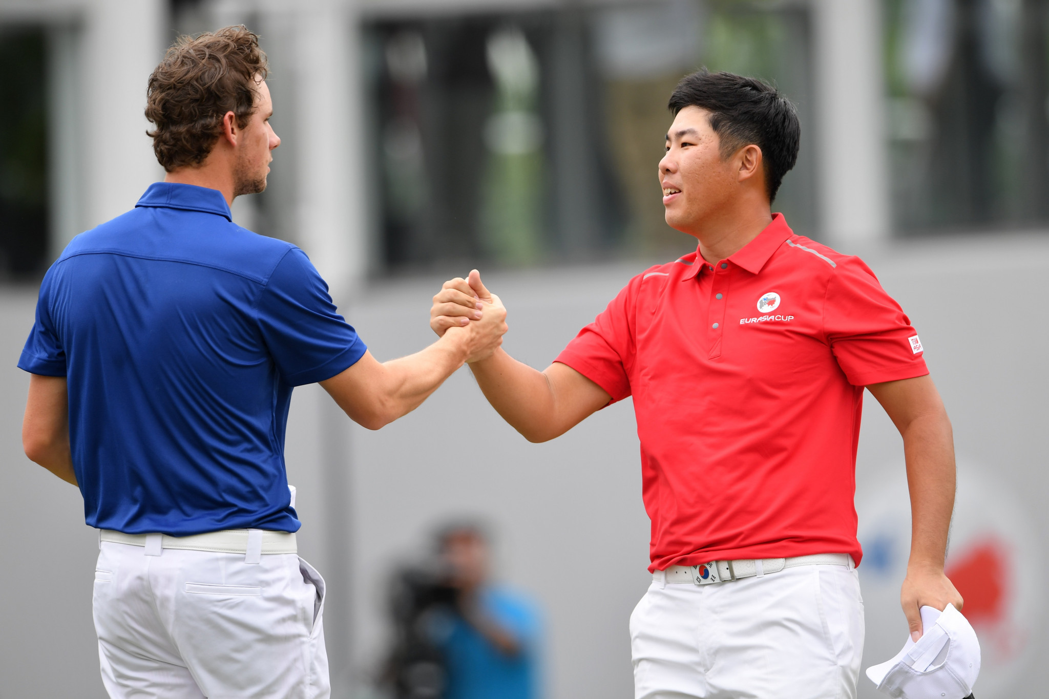 Belgium's Thomas Pieters scored the winning point by beating South Korea's Byeong Hun An by one hole ©Getty Images
