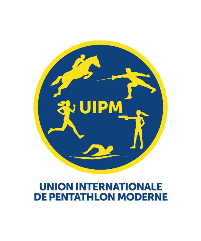 The institutional logo features two female pictograms among modern pentathlon's five disciplines ©UIPM