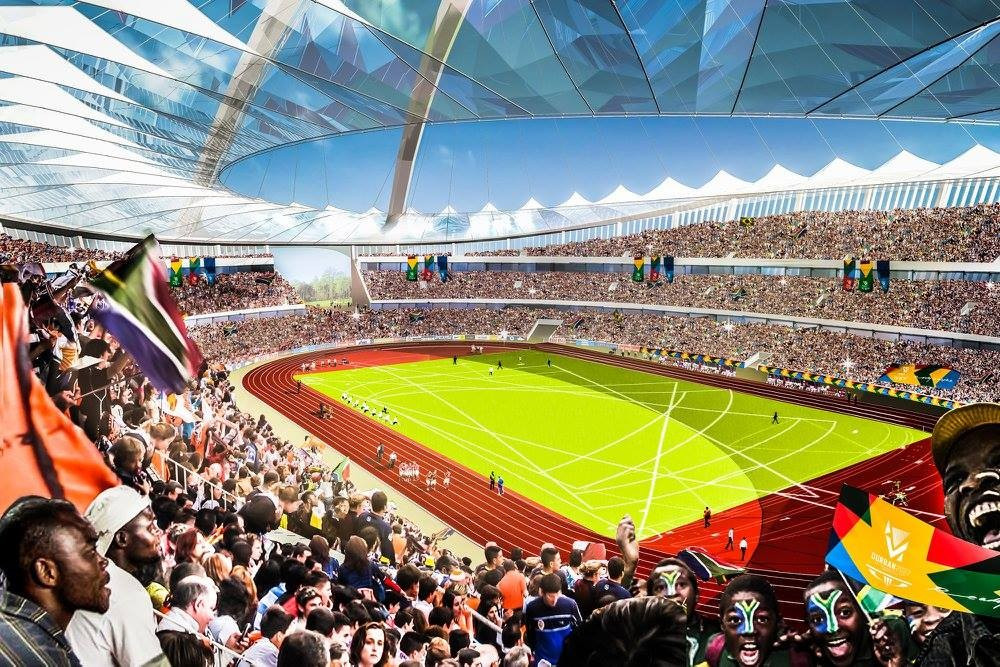 Durban's proposed venues for the 2022 Commonwealth Games, including athletics at the Moses Mabhida Stadium, were praised by the CGF Evaluation Commission 