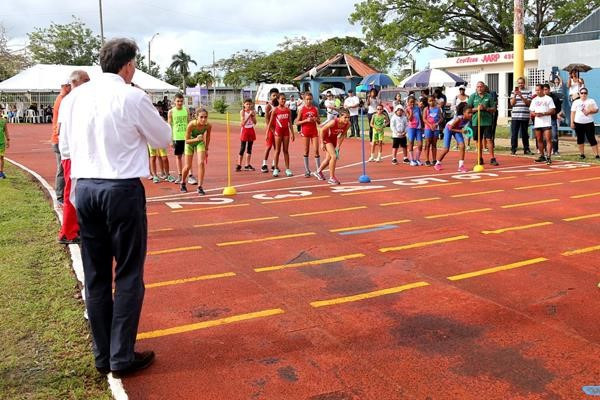 IAAF President Sebastian Coe, foreground, has pledged $500,000 to help repair the damage caused by the hurricanes ©Hector Martinez