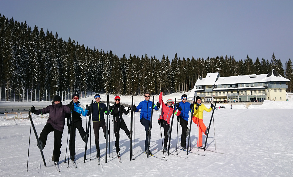 The team-building exercises included a hike to Uskovnica mountain, while the delegation also took part in cross-country skiing and biathlon ©EUSA