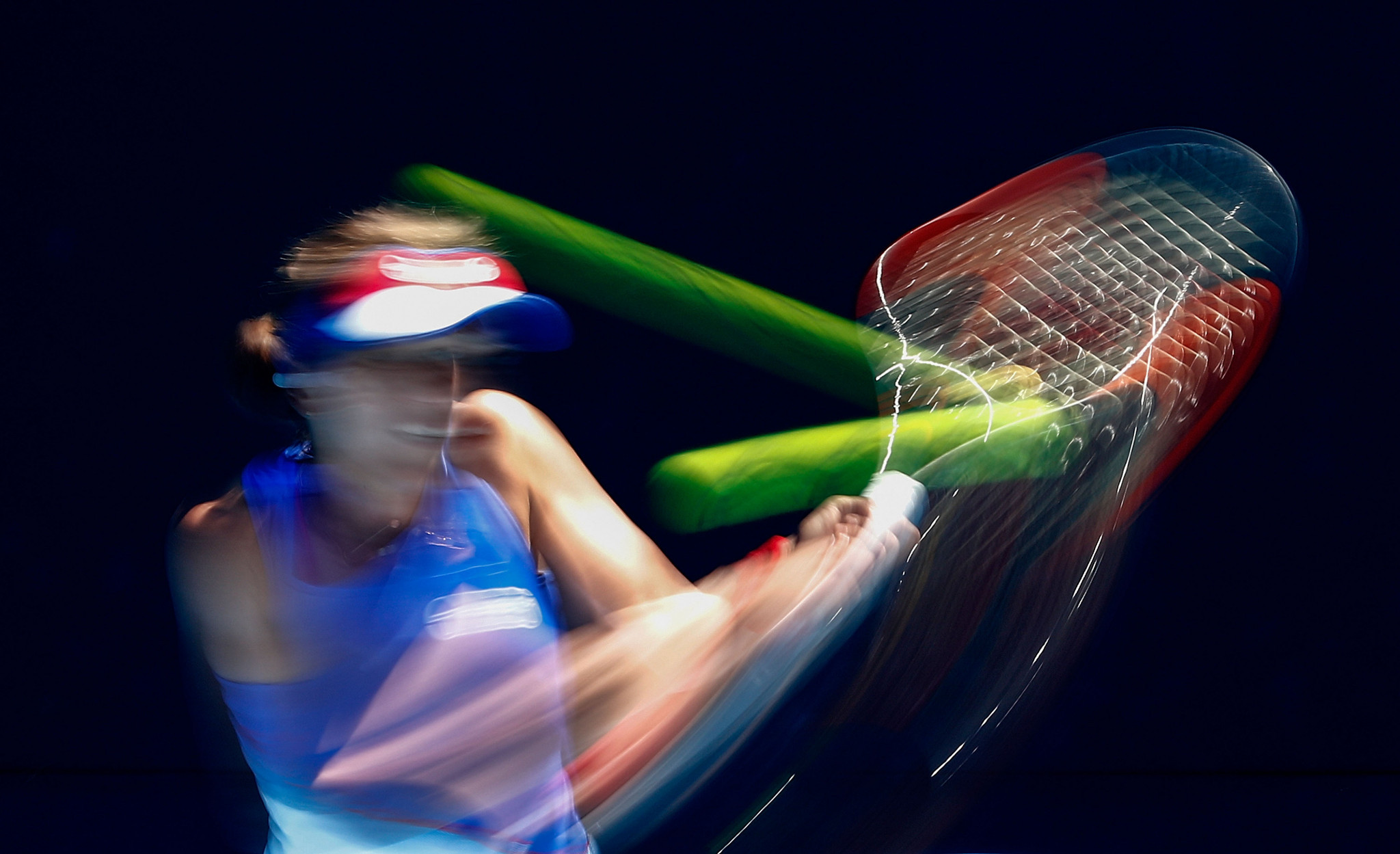 A blurred picture captures a backhand by Barbora Strycova of the Czech Republic ©Getty Images