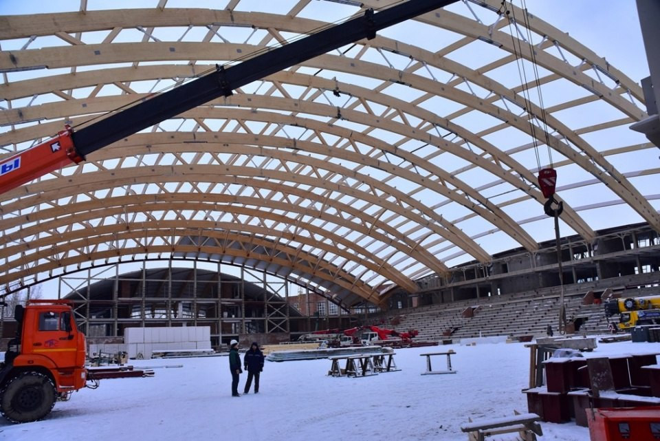 Work has restarted on the construction of Krasnoyarsk 2019 venues following a break for the New Year holidays ©Kraysport