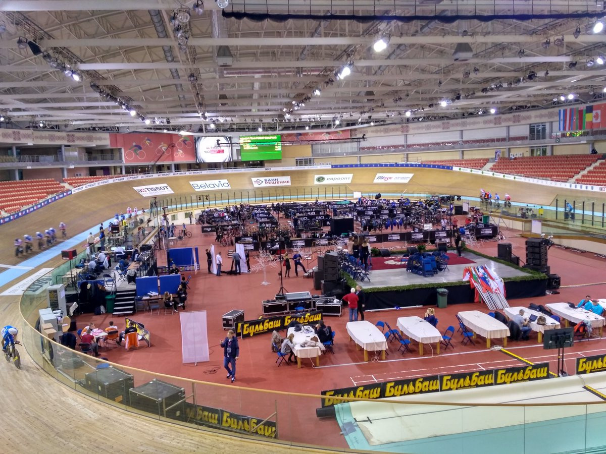Riders completed final preparations for the UCI Track Cycling World Cup in Minsk today ©Twitter