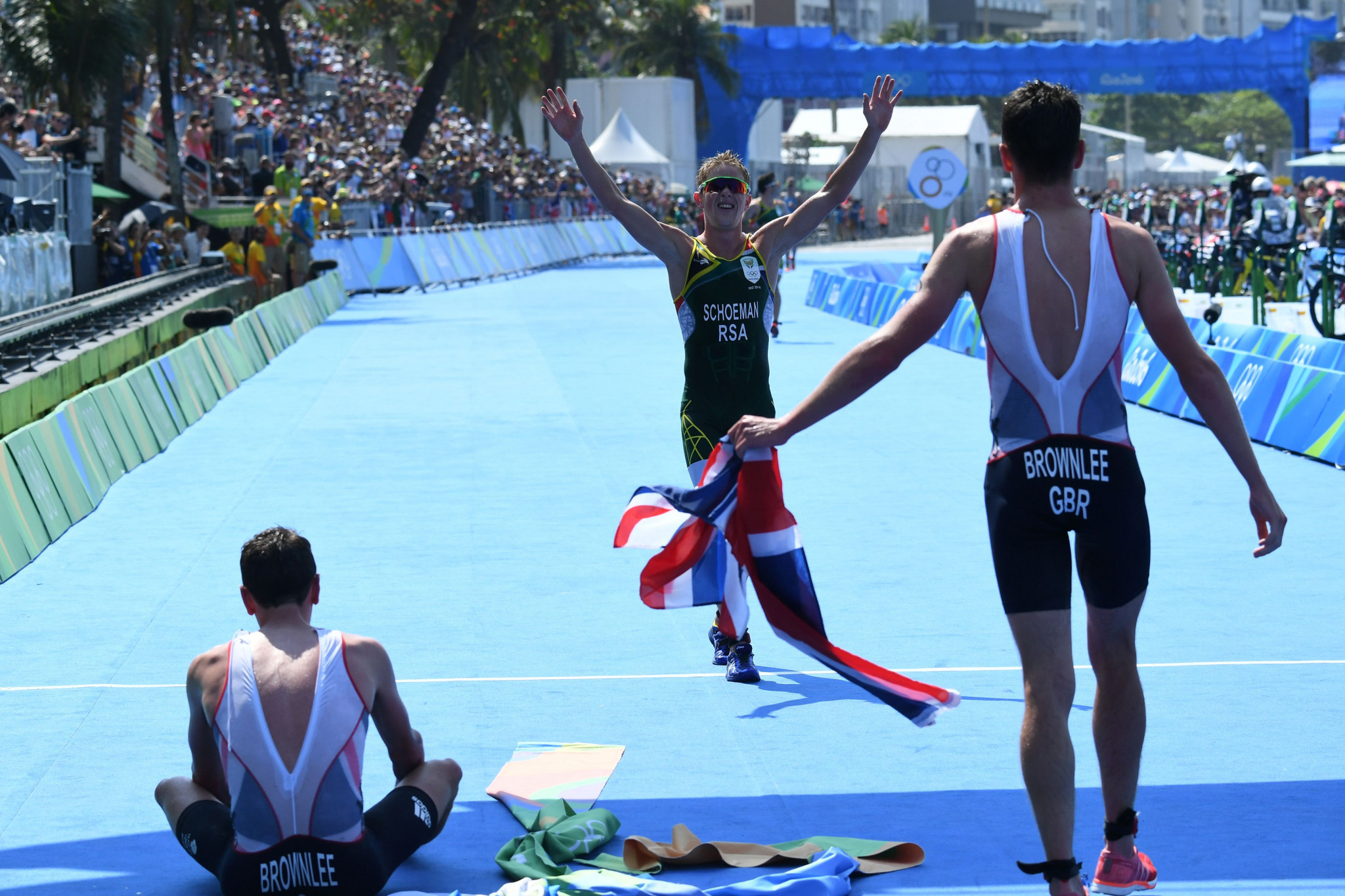 Henri Schoeman crosses the line in third place at Rio 2016 ©Getty Images