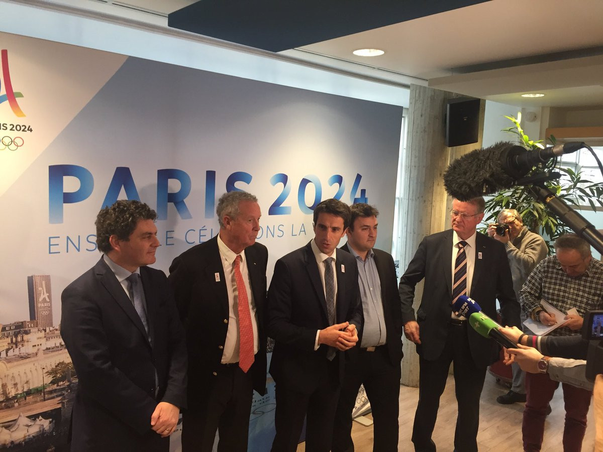 The new Paris 2024 Organising Committee, led by Tony Estanguet, centre, will be officially launched tomorrow ©Twitter